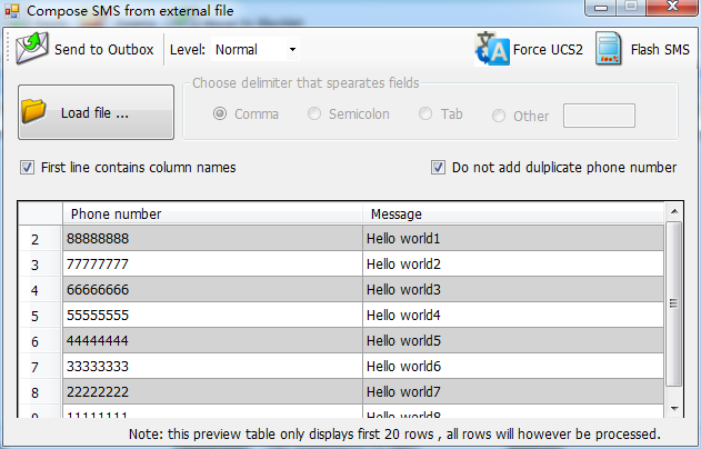 send SMS from excel